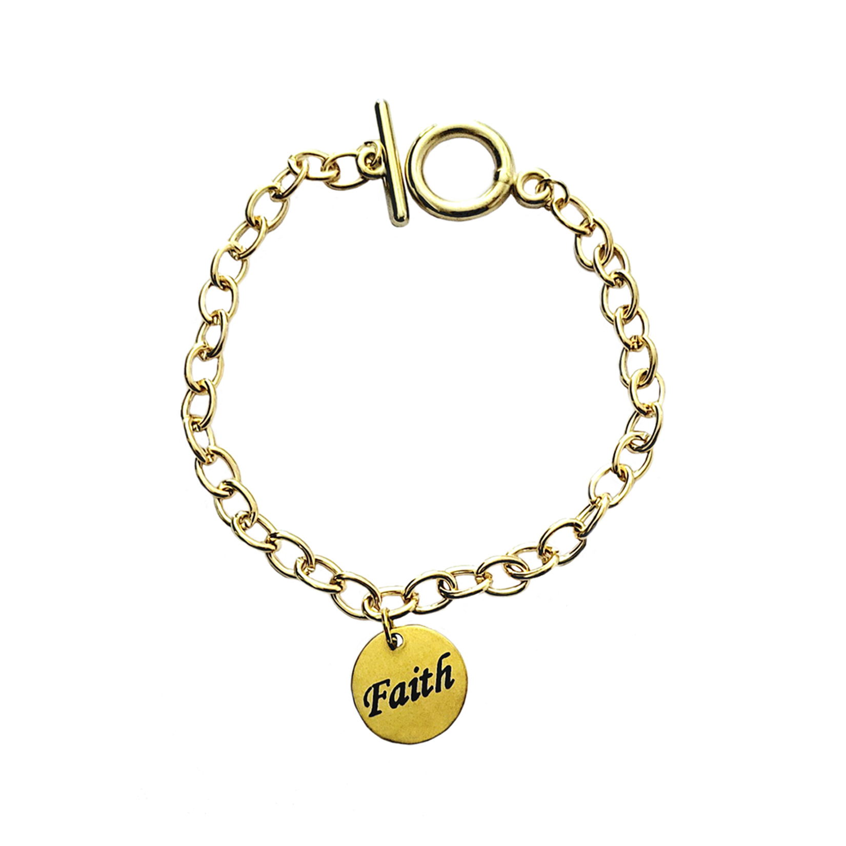 Stainless Steel Gold Circle Link Bracelet