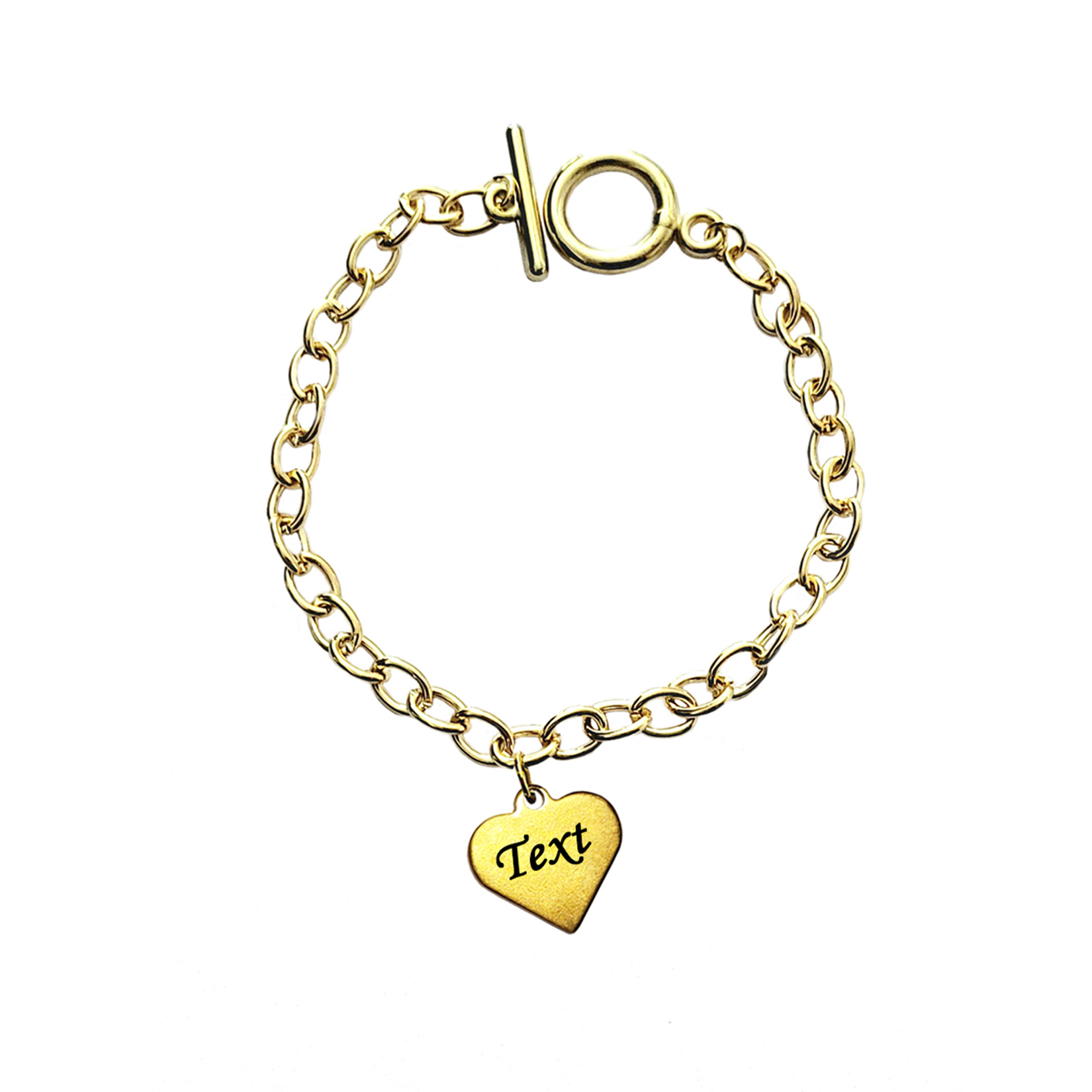 Stainless Steel Gold Heart Link Bracelet